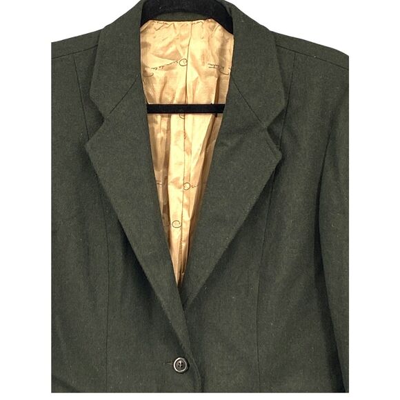 VTG Oscar De La Renta Blazer M Forest Green Wool Business Career Academia Preppy - Picture 10 of 12